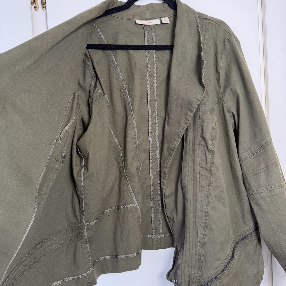Sejour Olive Green Moto Utility Jacket Women's 22W Zip Front - Picture 4 of 14